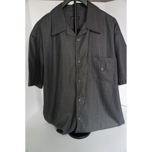 Pronti Collection Phita Mens XXL Gray Pinstripe Short Sleeve Button Down Shirt